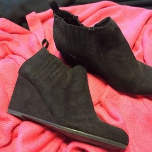 Black Suede Wedge Booties